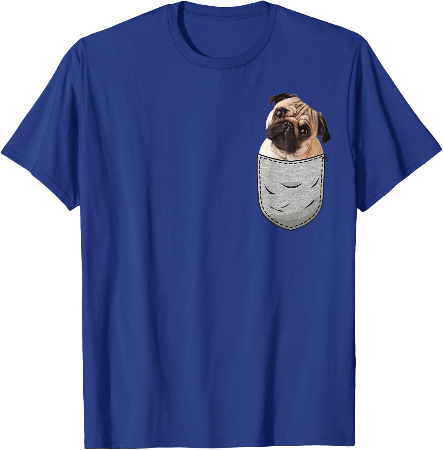 Pug Pug Carlin Carlino Chest Bag Pocket Dog Owners T-Shirt - T-Shirt | Royal