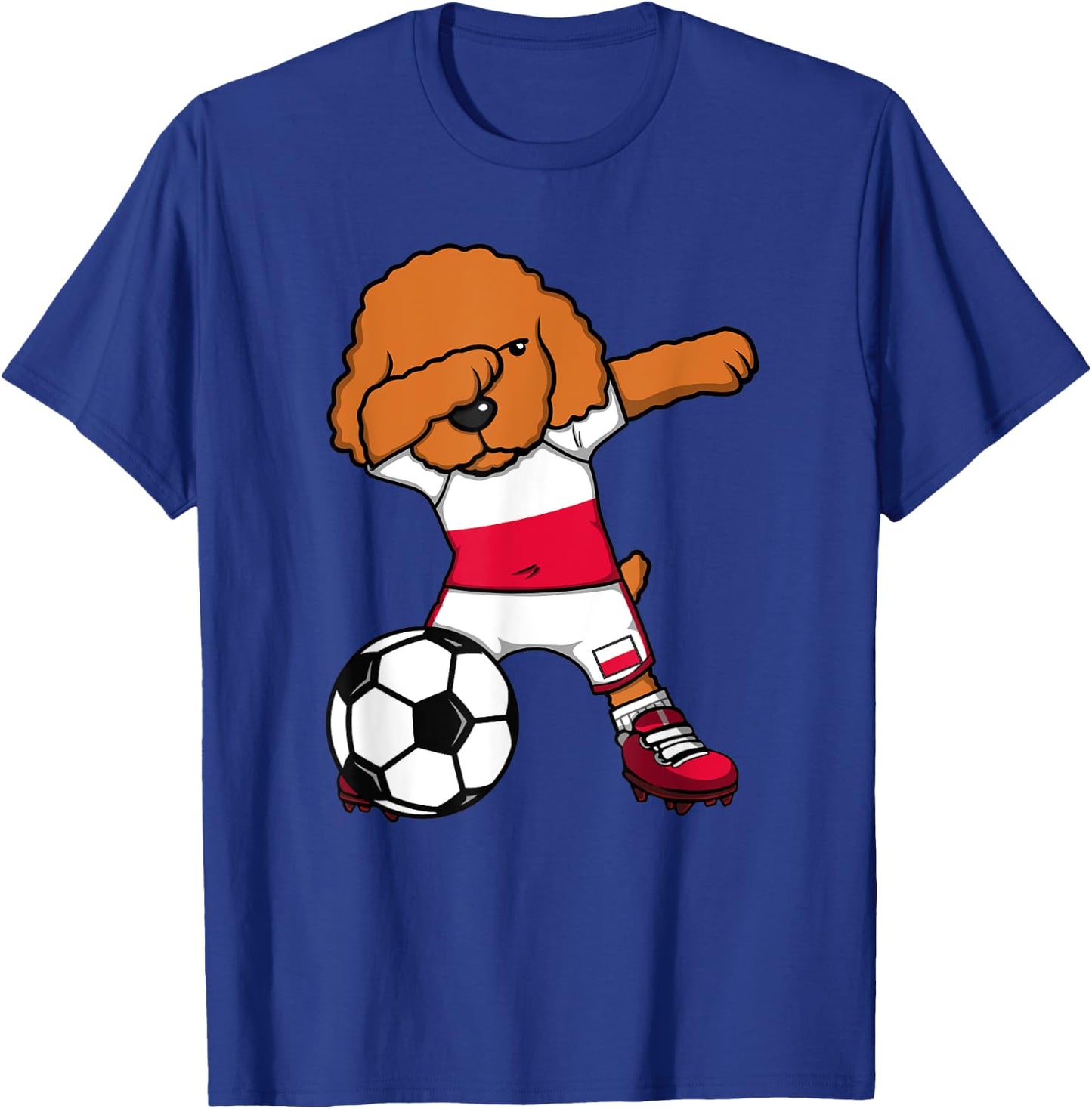 Dabbing Poodle Dog Poland Soccer Fans Jersey Football Lovers T-Shirt - T-Shirt | Royal