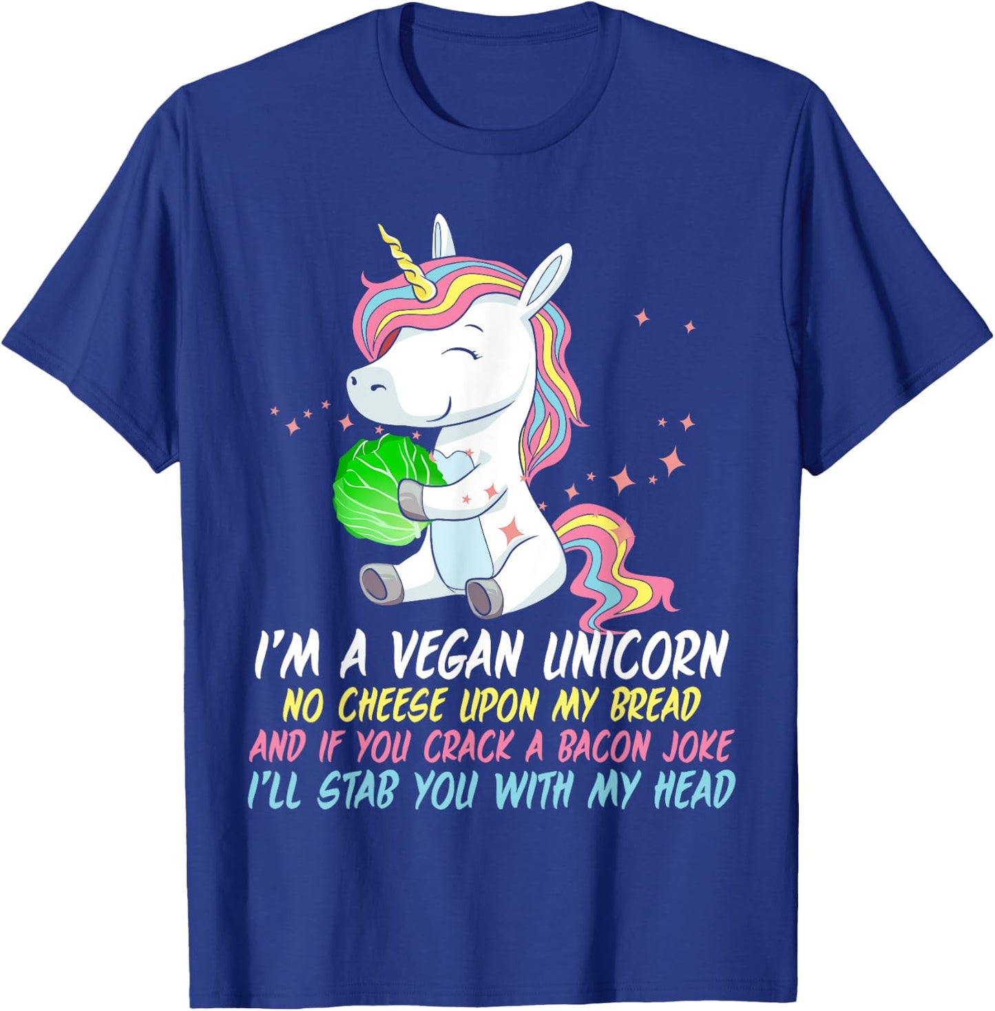 Vegan Unicorn Funny Saying Badass Men Women Herbivore T-Shirt - T-Shirt | Royal