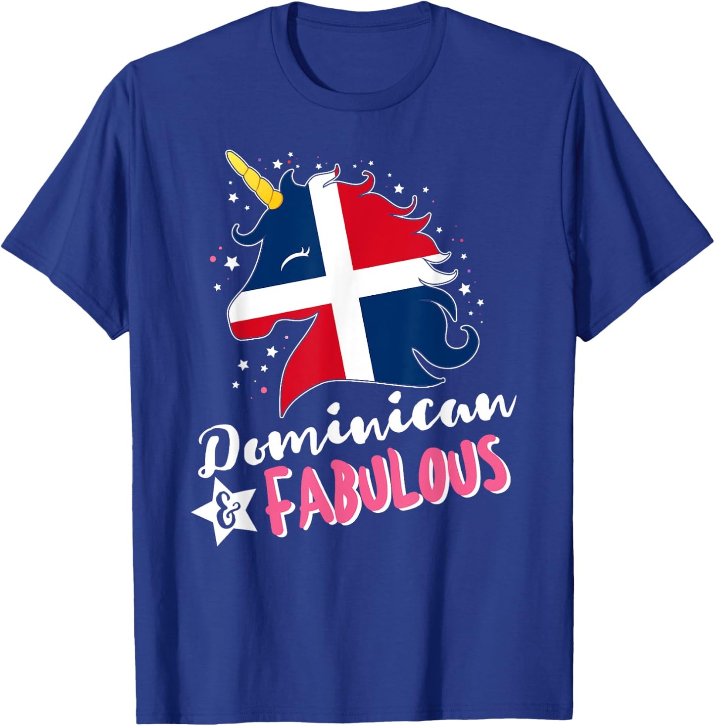 Dominican Unicorn Dominican Republic Flag T-Shirt - T-Shirt | Royal