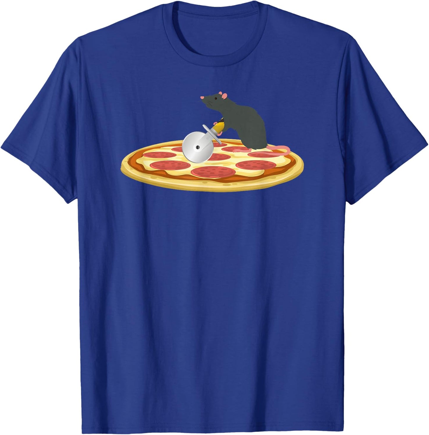 Pizza Rat Slicing A Slice of Pizza Funny T Shirt T-Shirt - T-Shirt | Royal