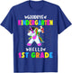 Goodbye Kindergarten Hello First Grade Unicorn Girl T-Shirt - T-Shirt | Royal