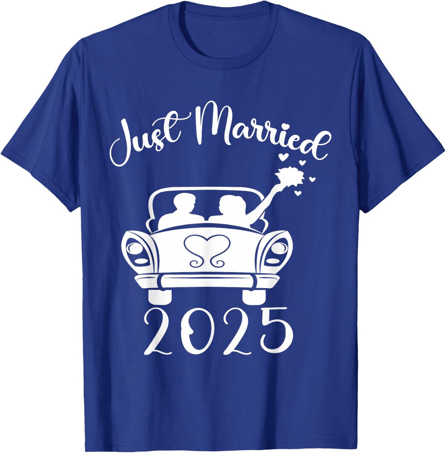Just Married 2025 Wedding Rings Matching Couple Newlyweds T-Shirt - T-Shirt | Royal