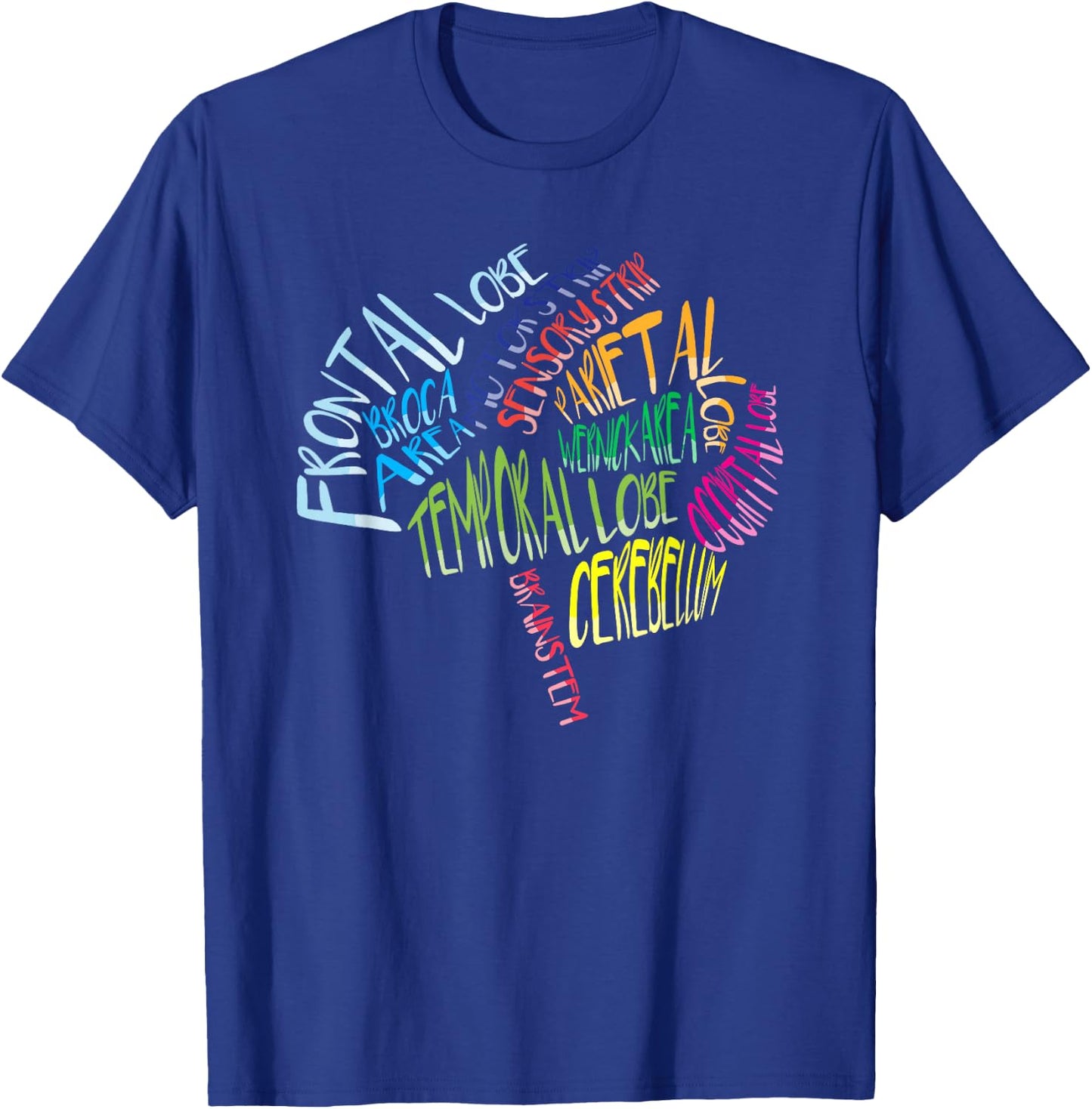 Brain Parts Collage Typography Cool Doctor Neurologist Gift T-Shirt - T-Shirt | Royal
