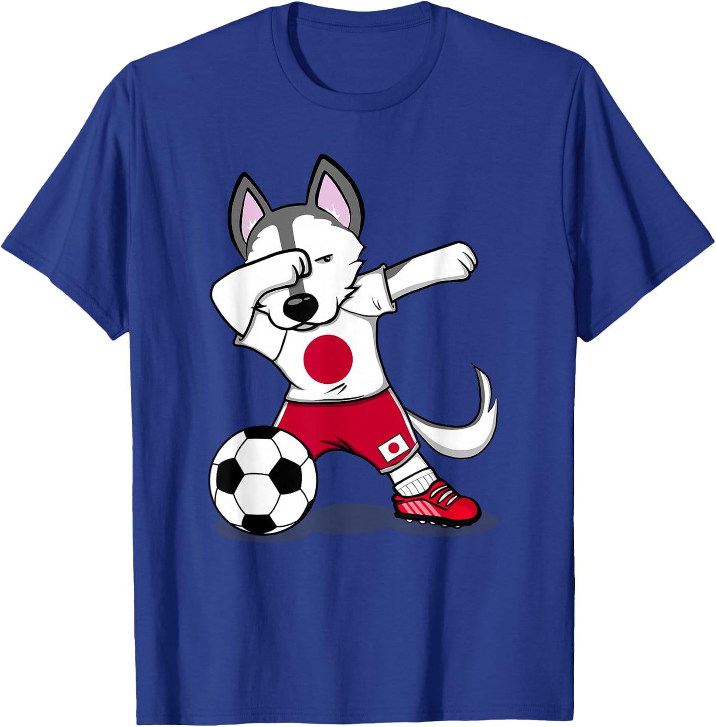 Dabbing Husky Japan Soccer Fans Jersey Japanese Football Art T-Shirt - T-Shirt | Royal