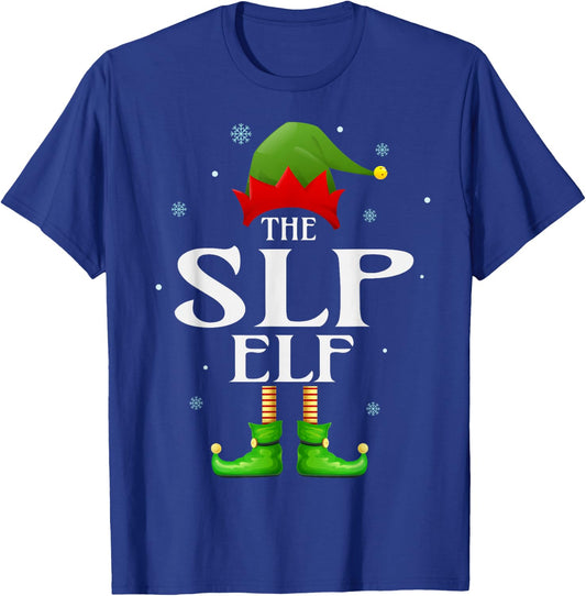 SLP Elf Xmas Funny Family Matching Group Christmas Pajama T-Shirt - T-Shirt | Royal