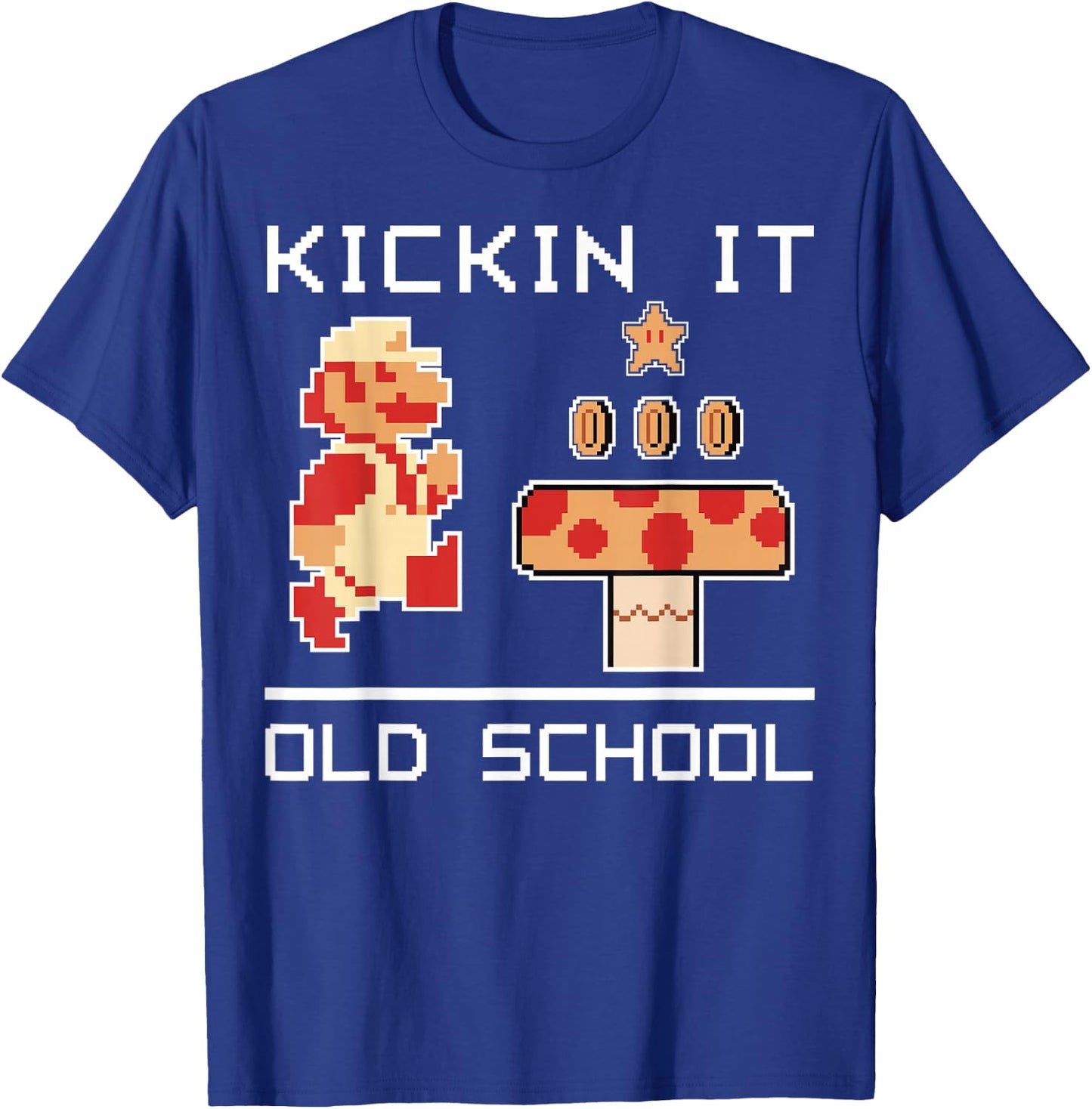 Super Mario Kickin' It Old School Vintage Text Poster T-Shirt - T-Shirt | Royal