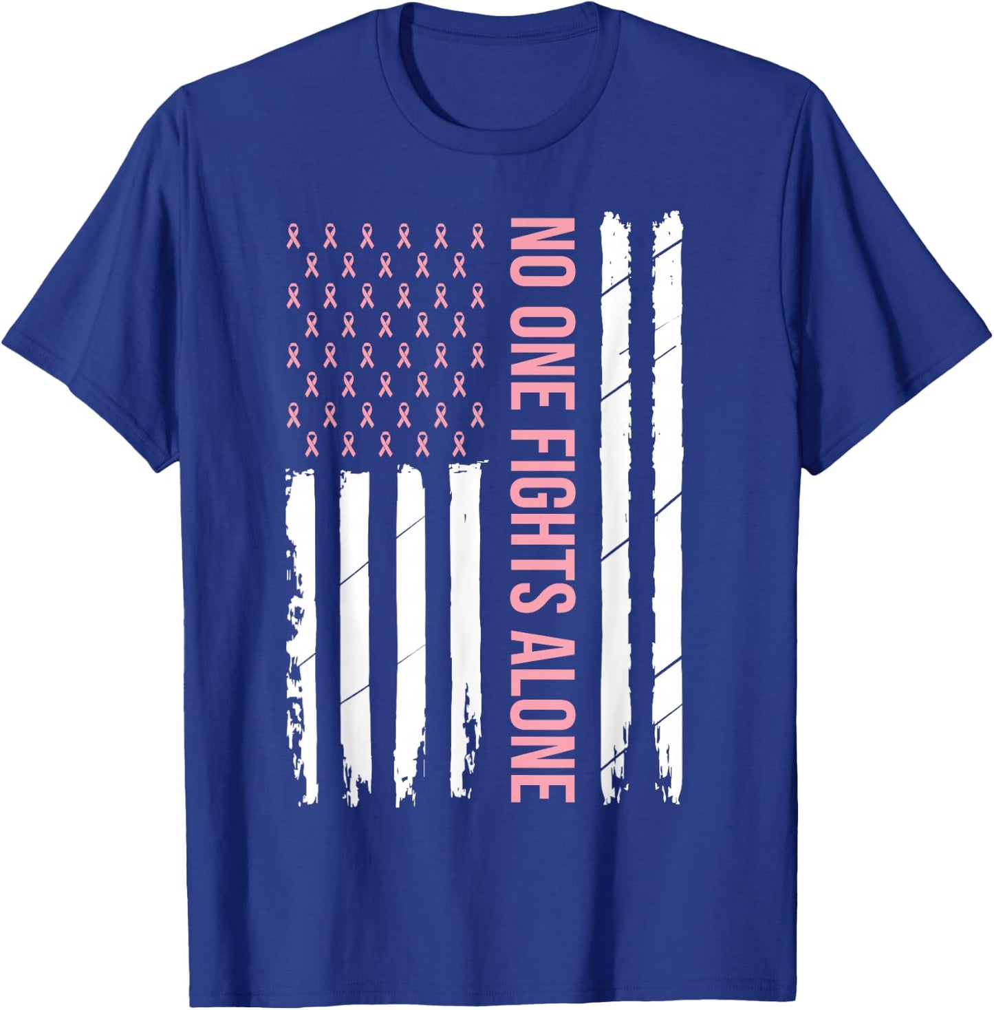Breast Cancer Awareness Pink Ribbon USA American Flag Men Small T-Shirt - T-Shirt | Royal