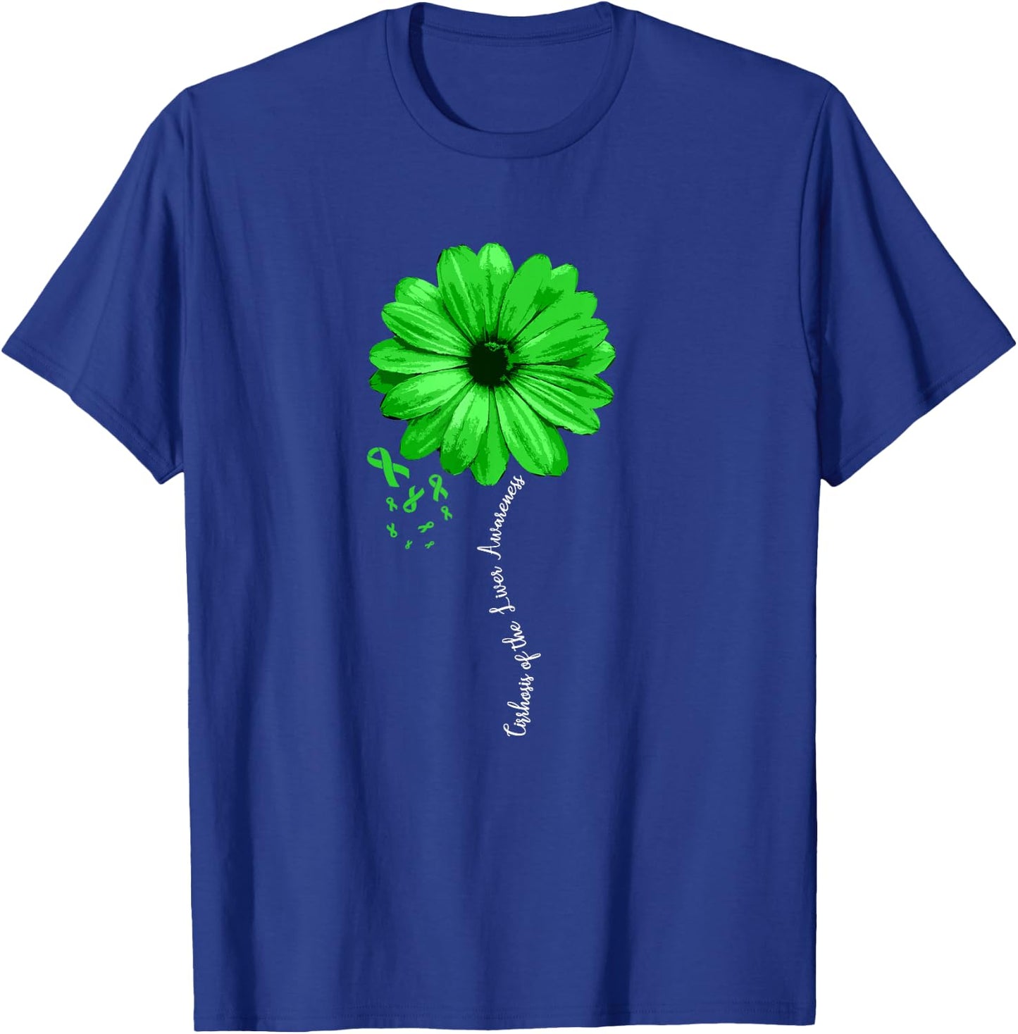 Cirrhosis of the Liver Awareness Products -Adults Black Floral T-Shirt - T-Shirt | Royal