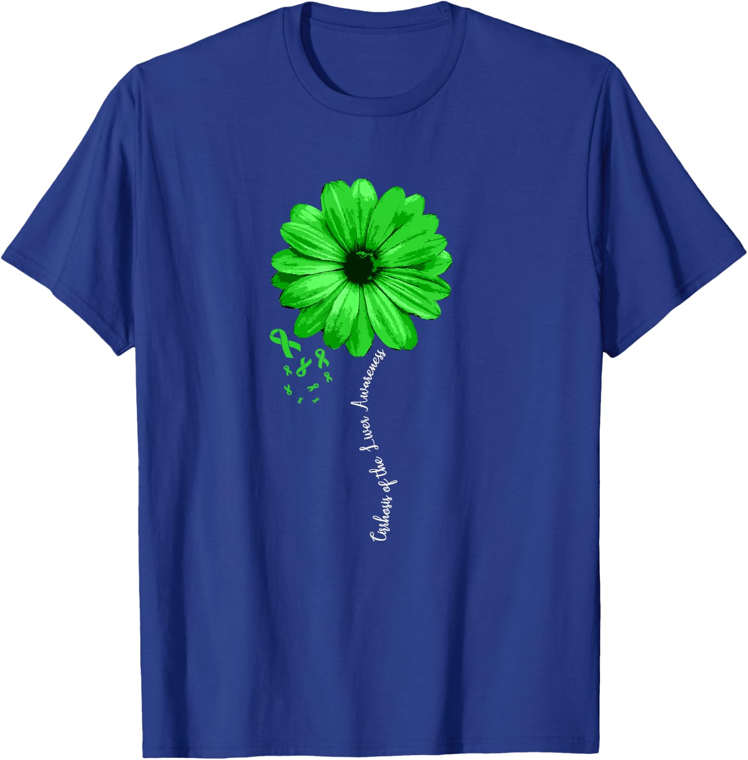 Cirrhosis of the Liver Awareness Products -Adults Black Floral T-Shirt - T-Shirt | Royal