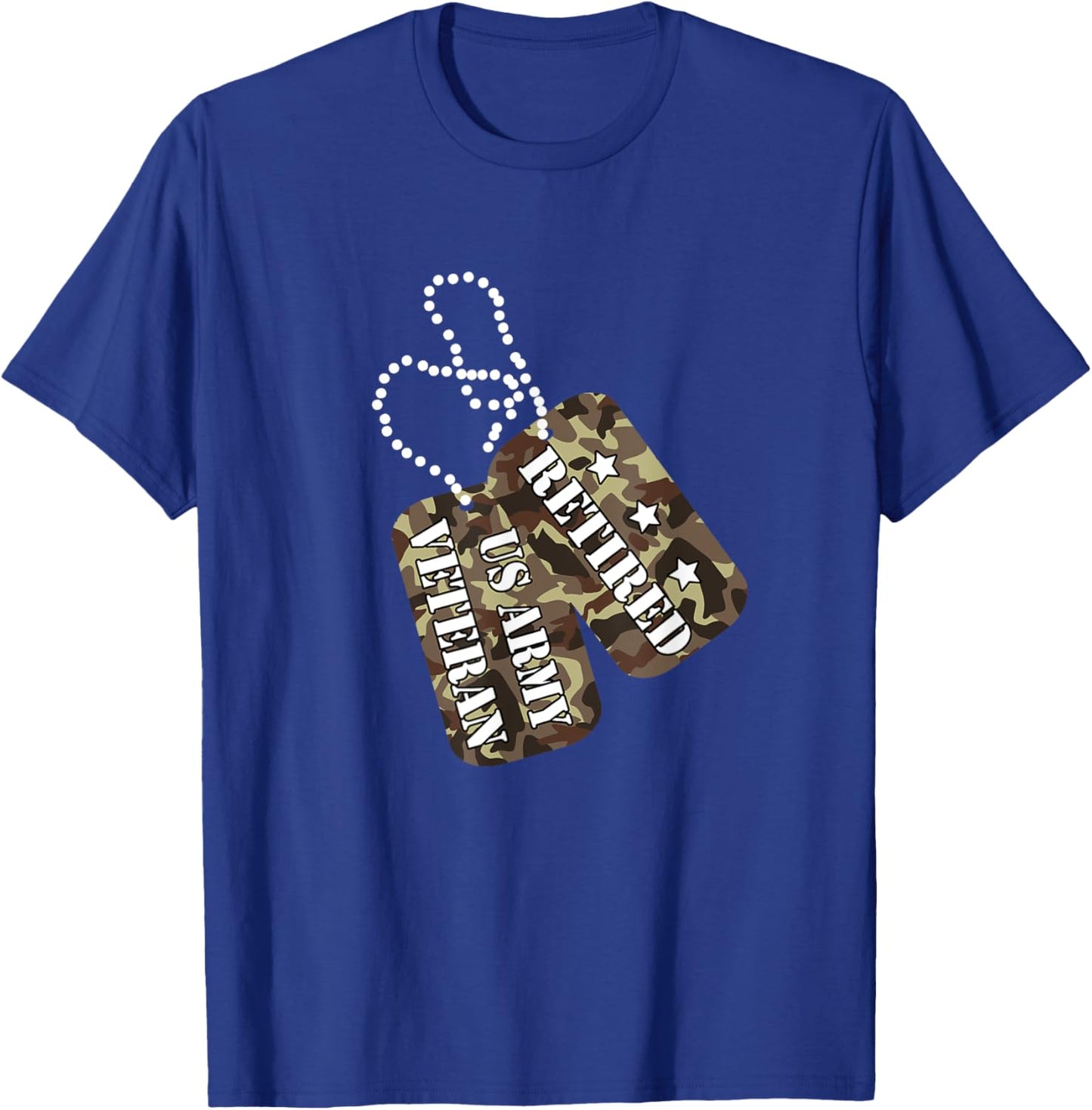 Retired US ARMY Veteran Dog Tag T-Shirt - T-Shirt | Royal