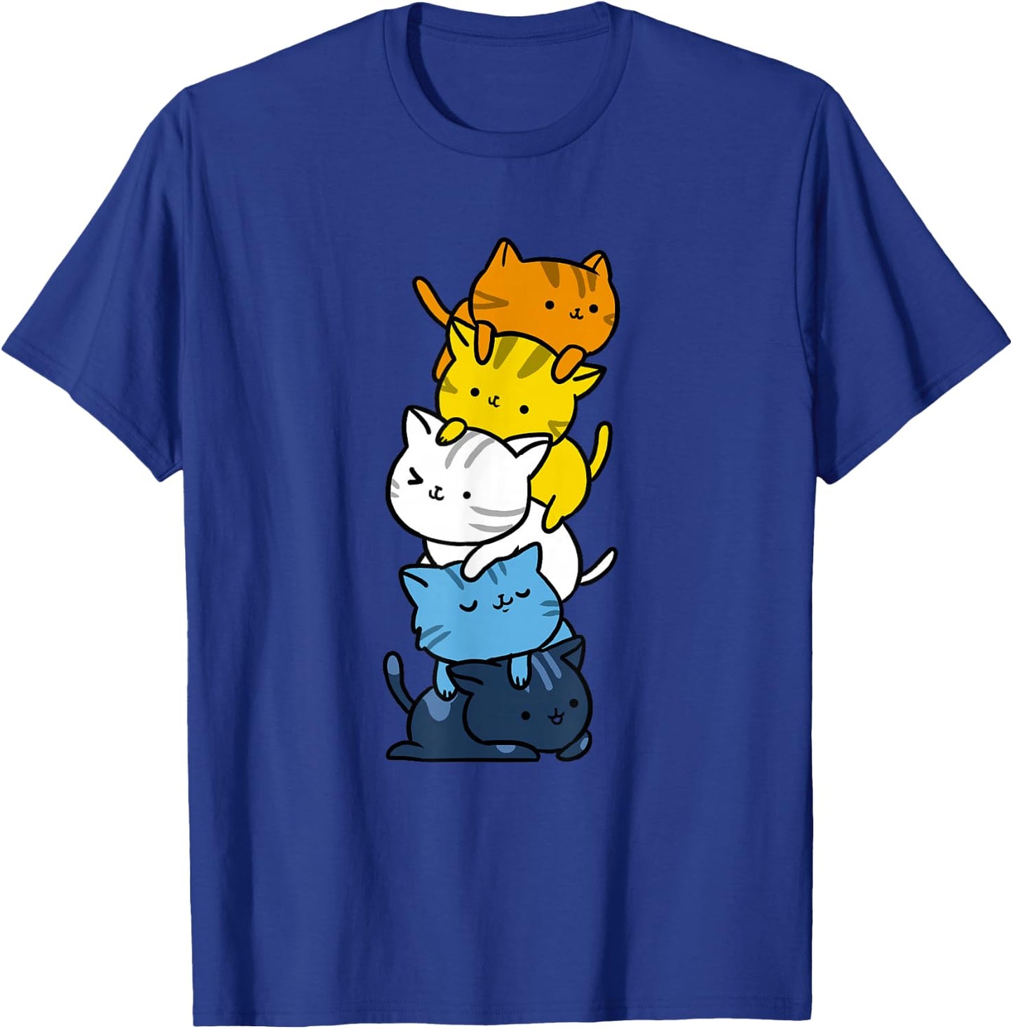 Kawaii Cat Pile Aroace Pride Flag T-Shirt - T-Shirt | Royal