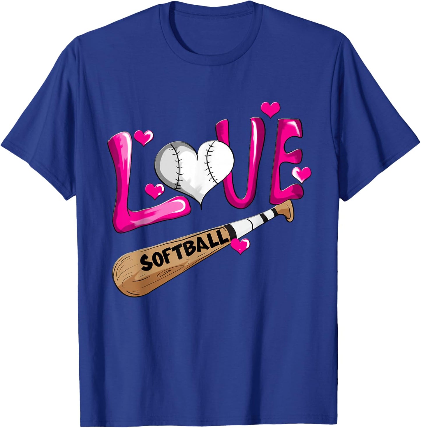 Love Softball Girl Softball Bat Women Field Player T-Shirt - T-Shirt | Royal