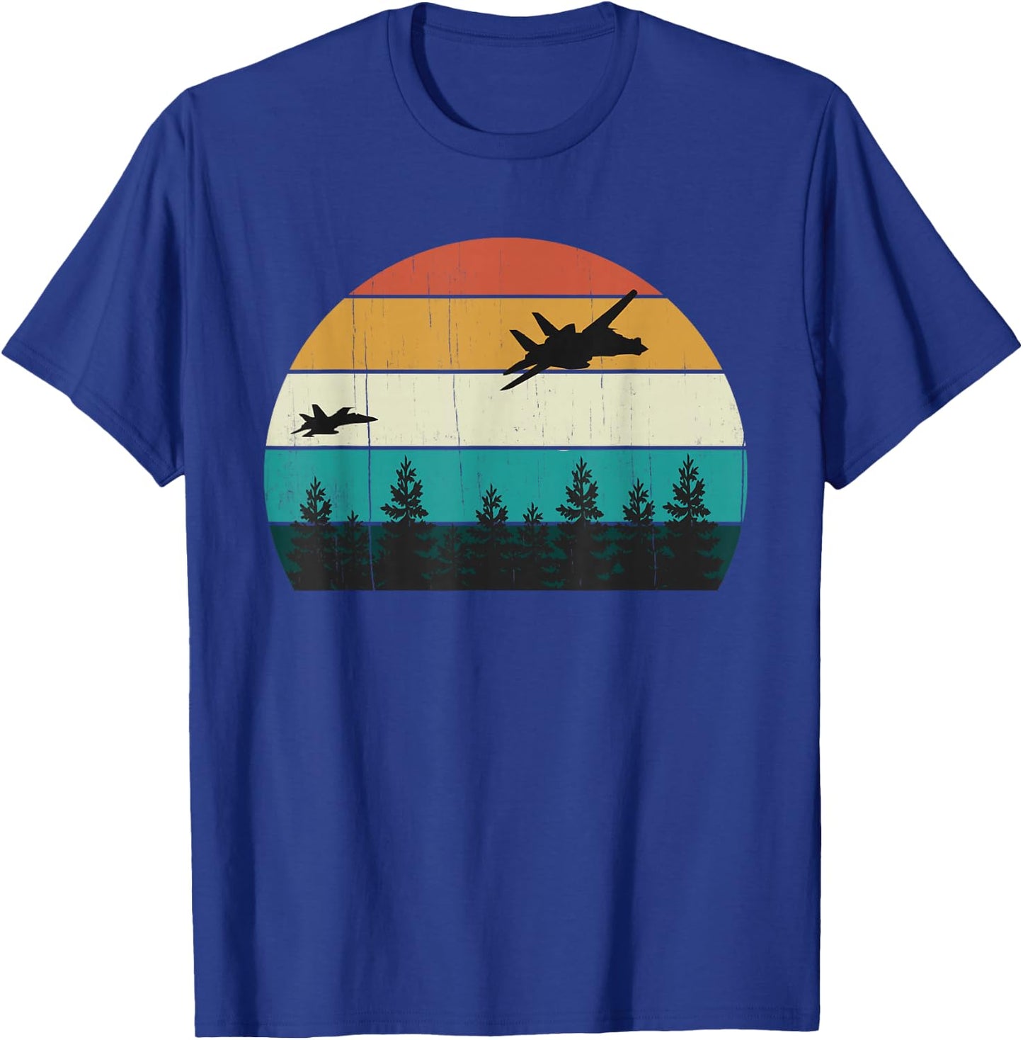 Retro Dog Fight Aircraft Pilot: Vintage Sunset Military Jets T-Shirt - T-Shirt | Royal