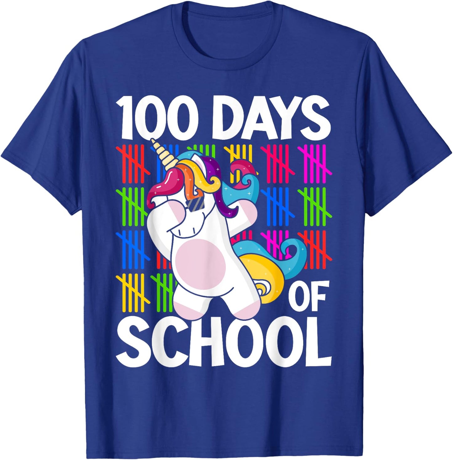 100th Day of School Unicorn Teachers Kids Girls 100 Days T-Shirt - T-Shirt | Royal