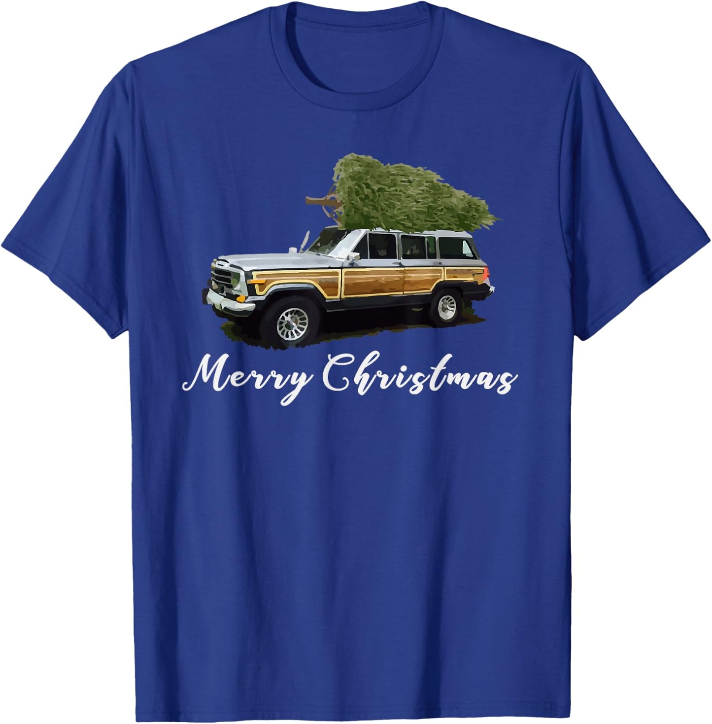 Vintage Surf Wagon Xmas Merry Christmas Tree on a Truck T-Shirt - T-Shirt | Royal