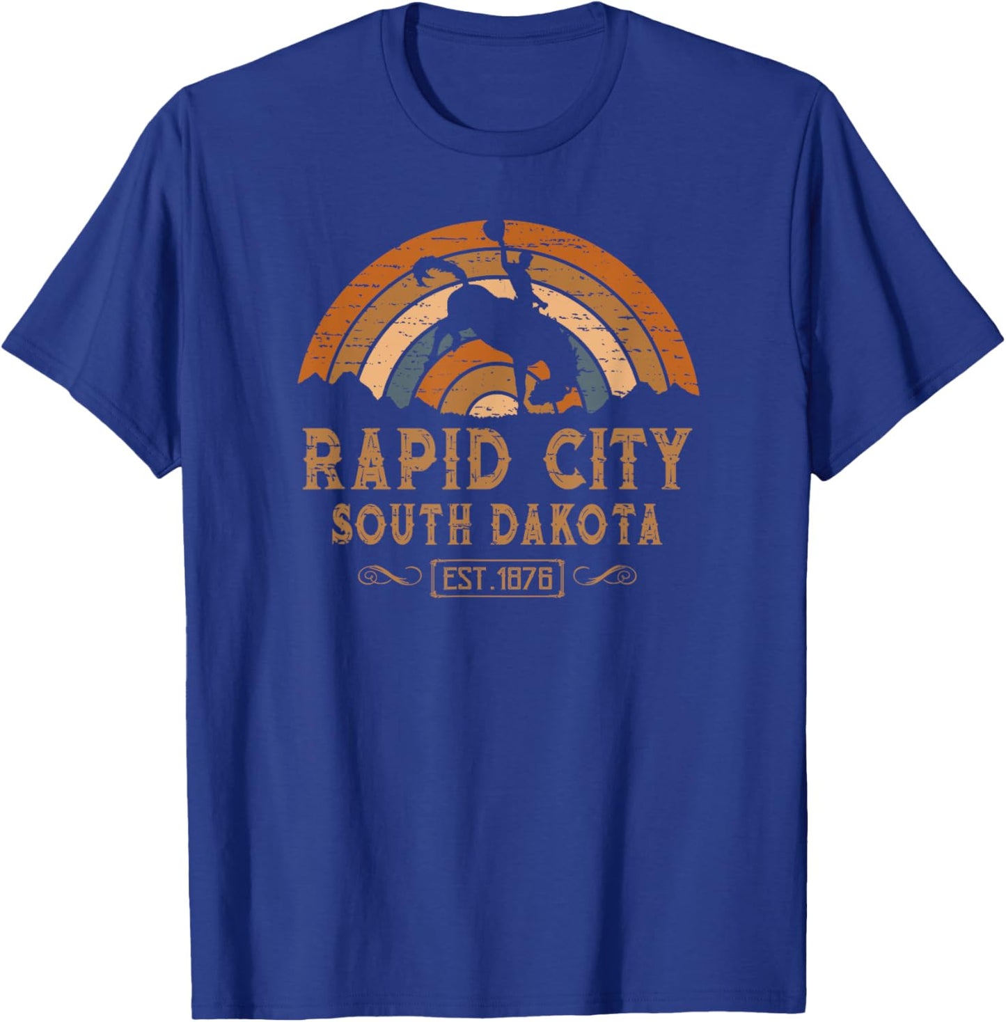 Rapid City, South Dakota SD Retro Style Rodeo Cowboy T-Shirt - T-Shirt | Royal