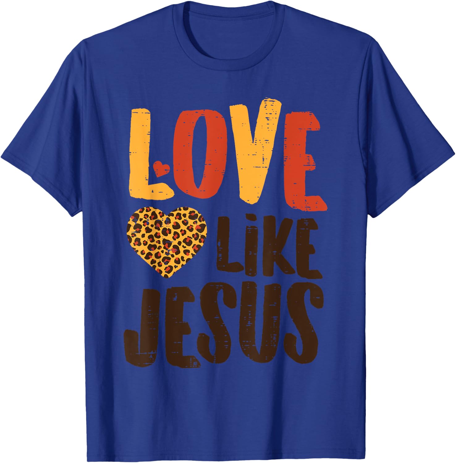 Love Like Jesus Leopard Heart God Christian Girls Women T-Shirt - T-Shirt | Royal