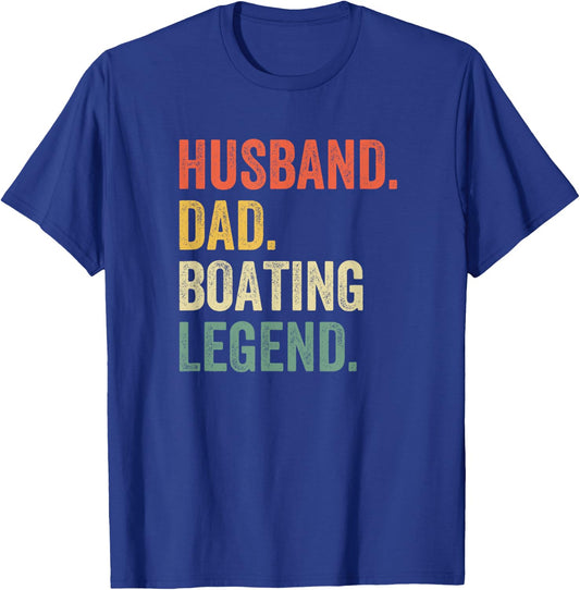 Husband Dad Boating Legend Funny Sail Boat Captain Father T-Shirt - T-Shirt | Royal