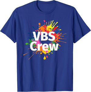 I Love VBS 2024 Crew Vacation Bible School Paint Splatter T-Shirt - T-Shirt | Royal
