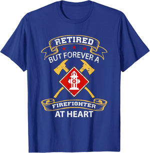 Firefighter Thin Red Line Gifts & Retired Firefighter Gift 911 Fireman Retirement Firefighter T-Shirt - T-Shirt | Royal