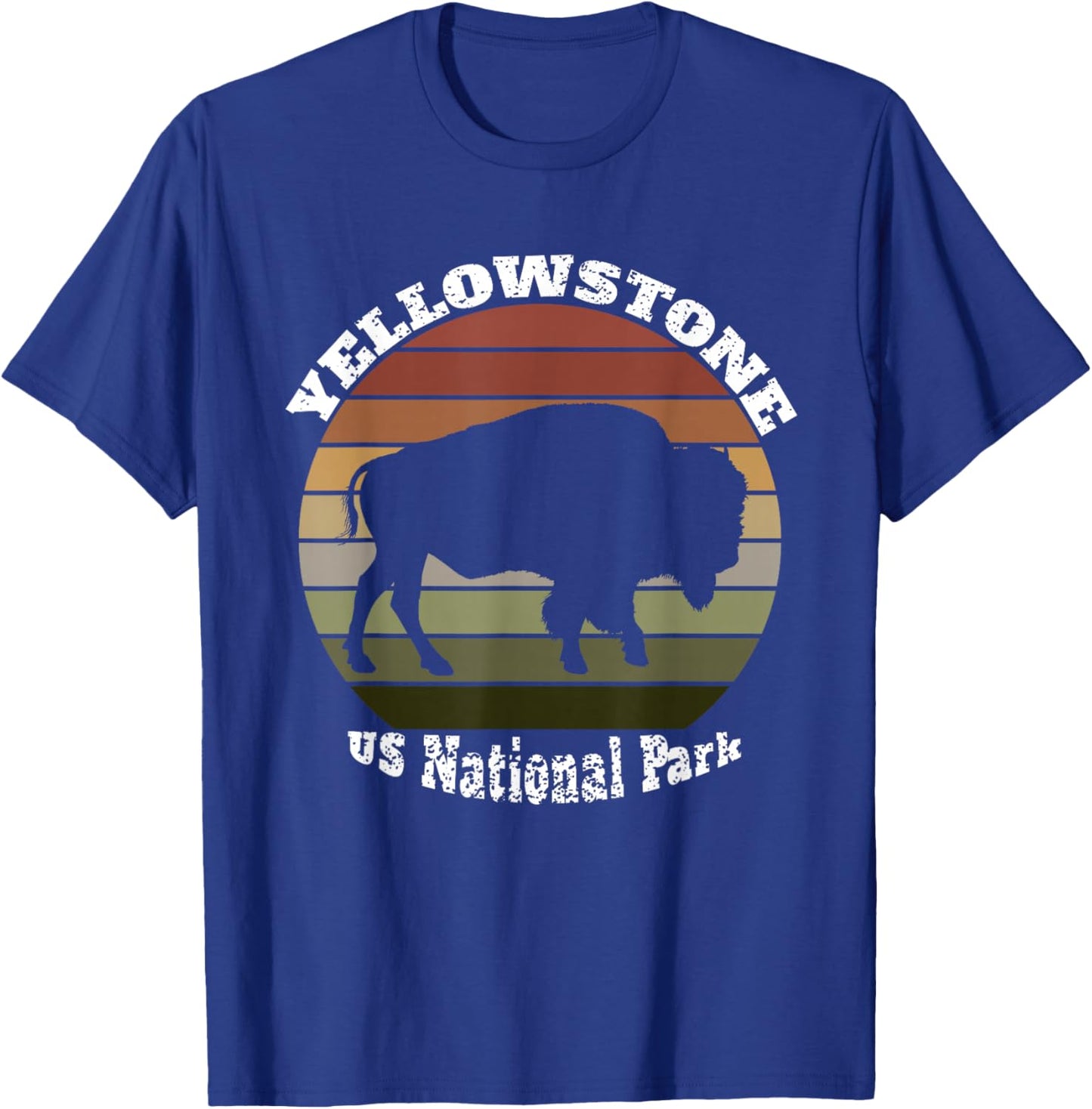 Yellowstone National Park Vintage Retro Buffalo T-Shirt - T-Shirt | Royal