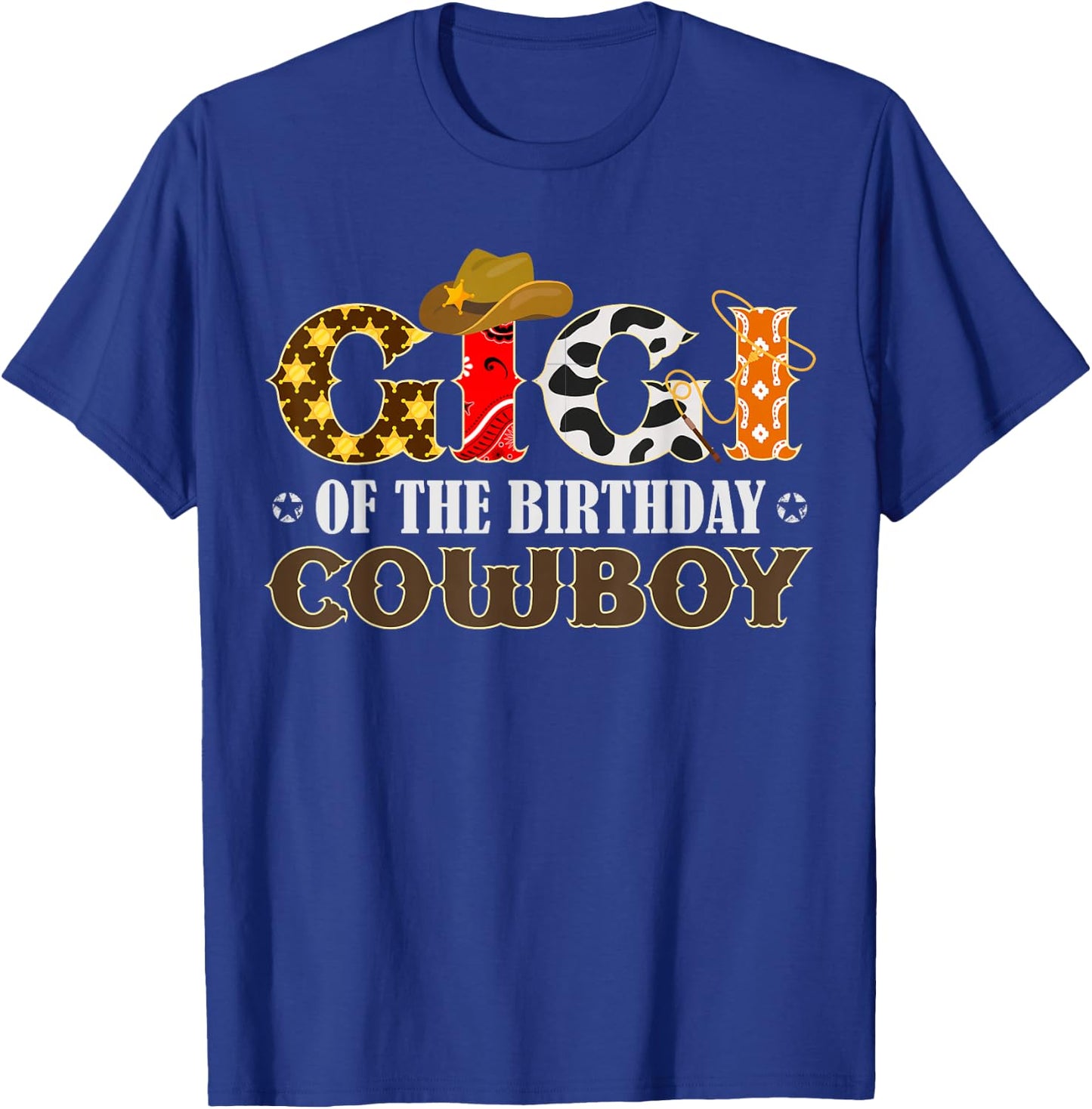 Gigi 1st First Birthday Cowboy Western Rodeo Matching Family T-Shirt - T-Shirt | Royal