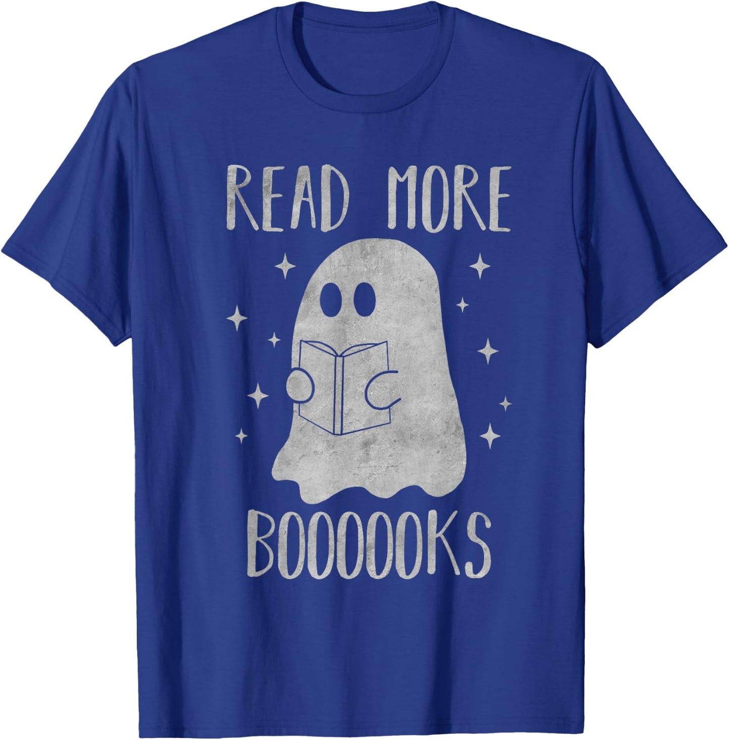 Read more boooooks Funny Cute Halloween Ghost reading a book T-Shirt - T-Shirt | Royal