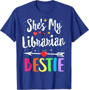 Matching Librarian Best Friend She's My Bestie Library Crew T-Shirt - T-Shirt | Royal