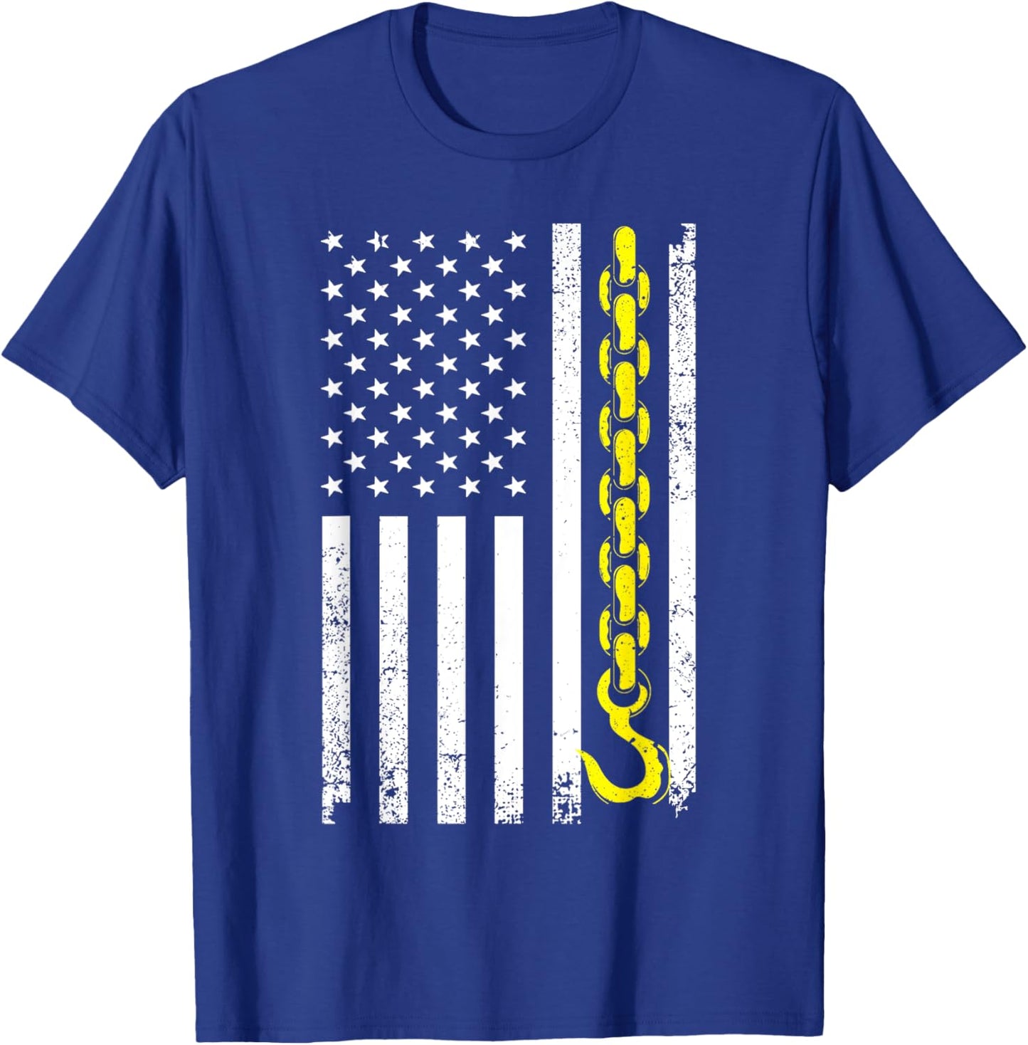 Funny Tow Truck Gift Men Women Cool US Flag Trucking Driver T-Shirt - T-Shirt | Royal