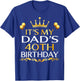 It's My Dad's 40th Birthday Happy Birthday 40 Years Old T-Shirt - T-Shirt | Royal