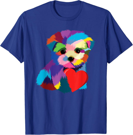 Cute Dog Rescue Gift Men Teens Rainbow Puppy Heart T-Shirt - T-Shirt | Royal
