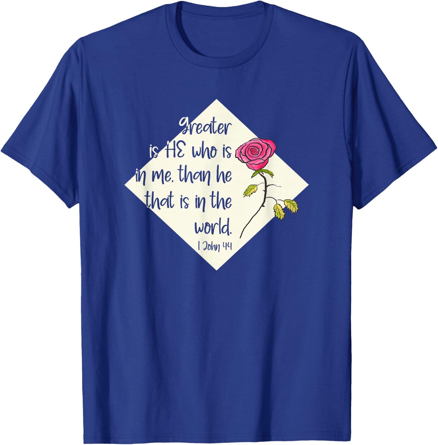Greater Is He Who Is In Me Christian Faith Encouragement T-Shirt - T-Shirt | Royal