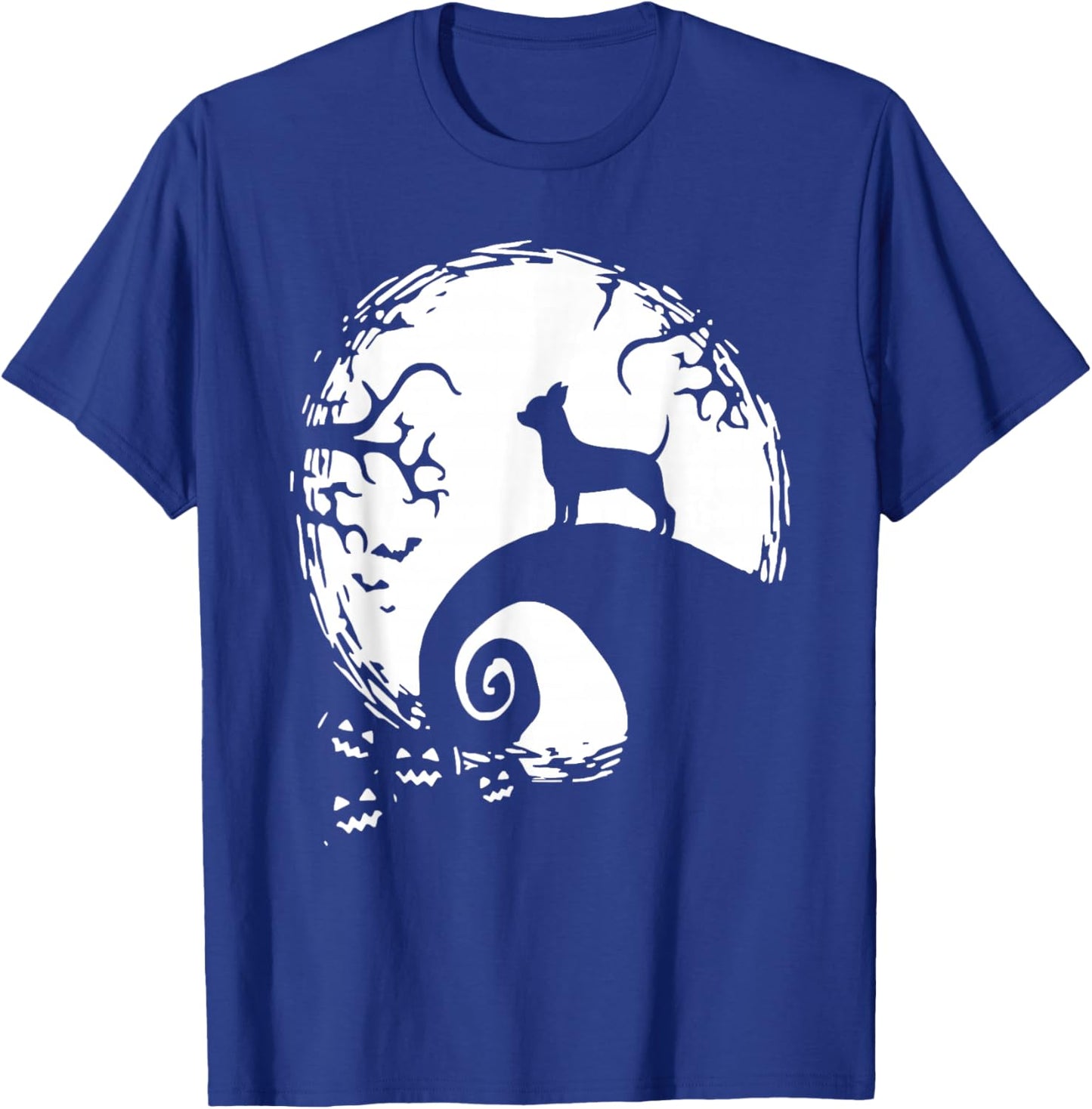Chihuahua Dog Halloween With Moon Pumpkin Silhouette T-Shirt - T-Shirt | Royal