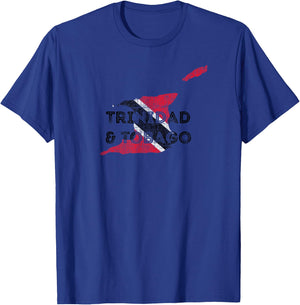 Trinidad and Tobago Map and Flag - Distressed Souvenir T-Shirt - T-Shirt | Royal