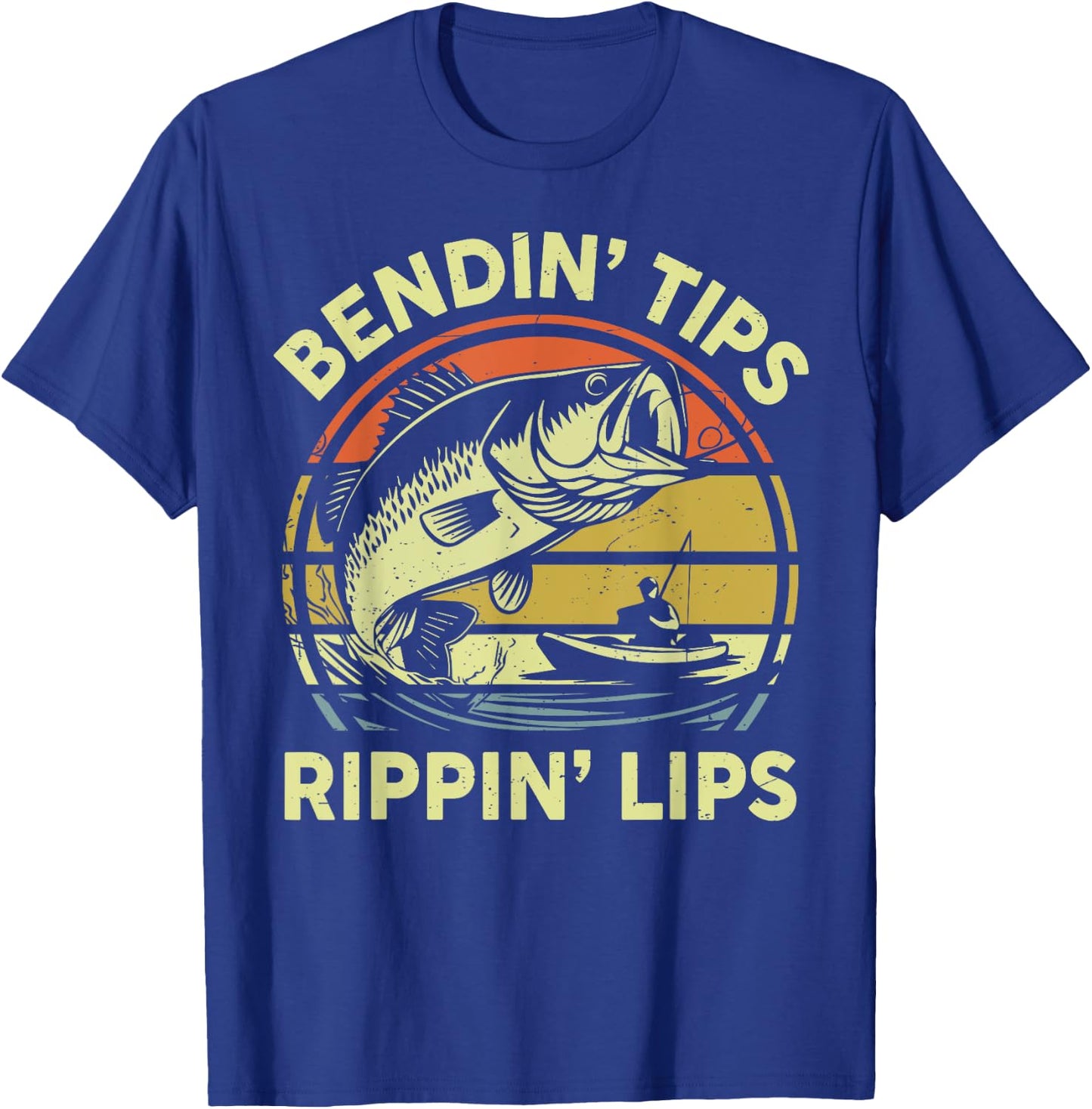 Kayak Fishing Bendin Tips Rippin Lips Funny Fisherman Dad T-Shirt - T-Shirt | Royal