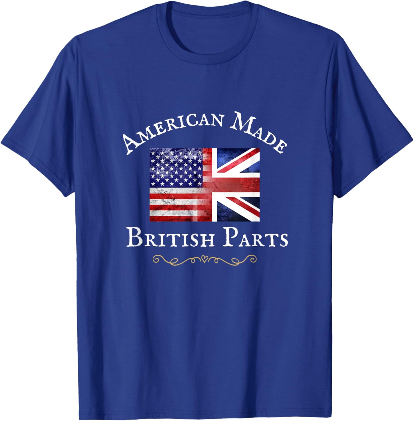 American Made British Parts, Women, Men, Usa British Flag T-Shirt - T-Shirt | Royal