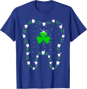 Teeth Dental Shamrock Leaf Tooth Dentist St. Patrick's Day T-Shirt - T-Shirt | Royal