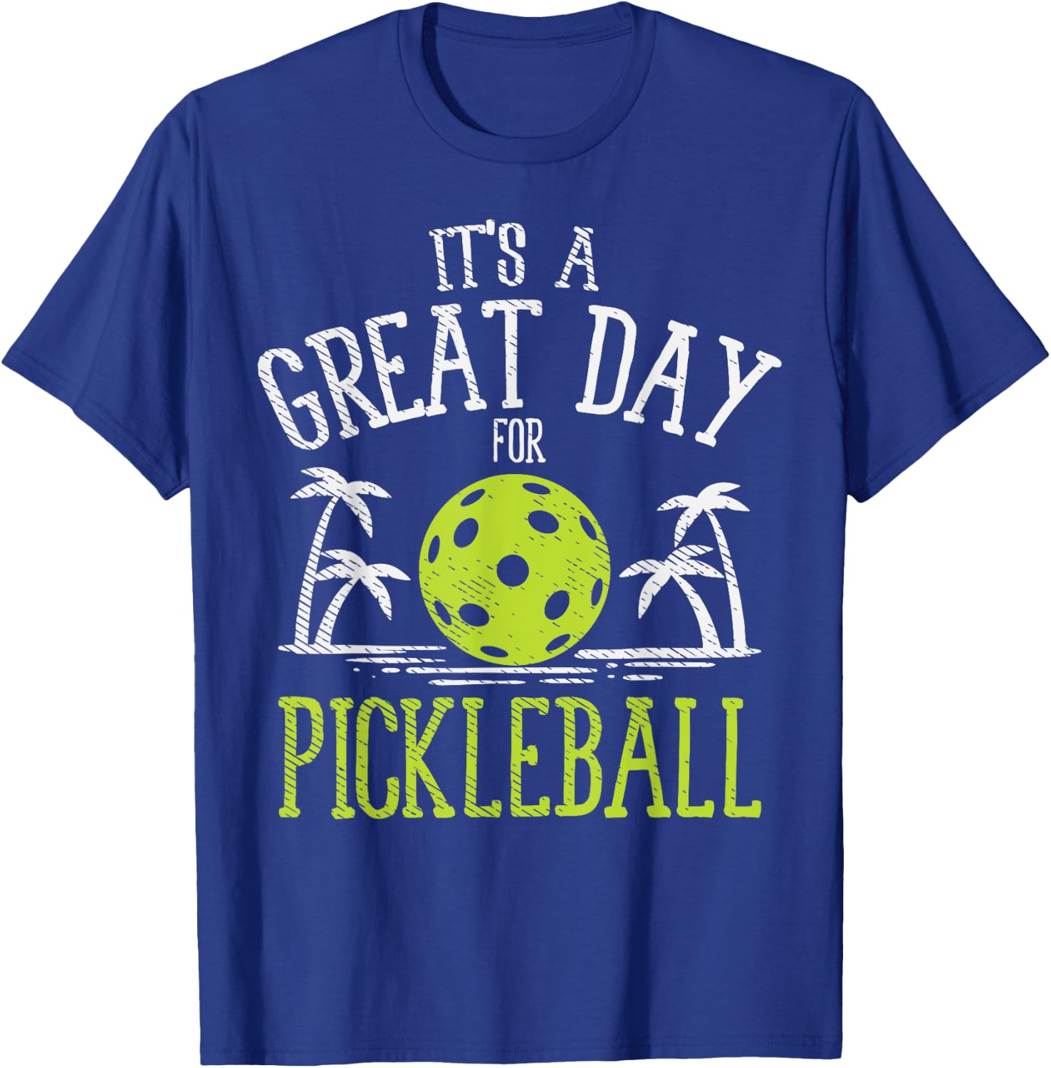 Great Day Pickleball Palm Trees Pickle Ball Beach Sport Gift T-Shirt - T-Shirt | Royal