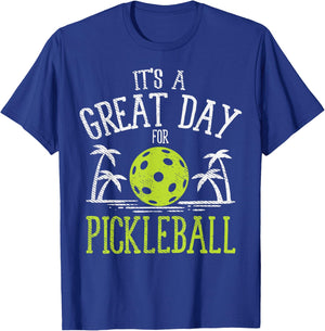 Great Day Pickleball Palm Trees Pickle Ball Beach Sport Gift T-Shirt - T-Shirt | Royal