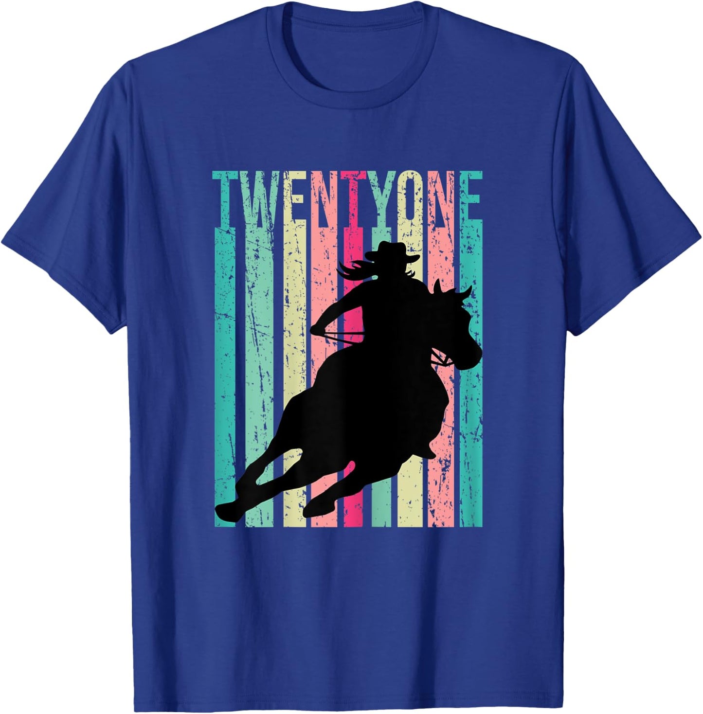 Retro Rodeo 21st Birthday Horse Lover Cowgirl Country 21 T-Shirt - T-Shirt | Royal