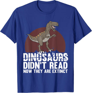 Cool Reading Teacher Women Read Books Dinosaur Book T-Shirt - T-Shirt | Royal