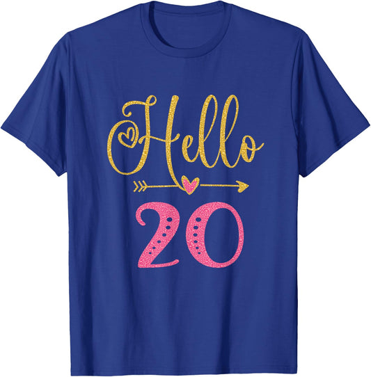 Hello 20 Years Old Girl 20th Birthday T-Shirt - T-Shirt | Royal
