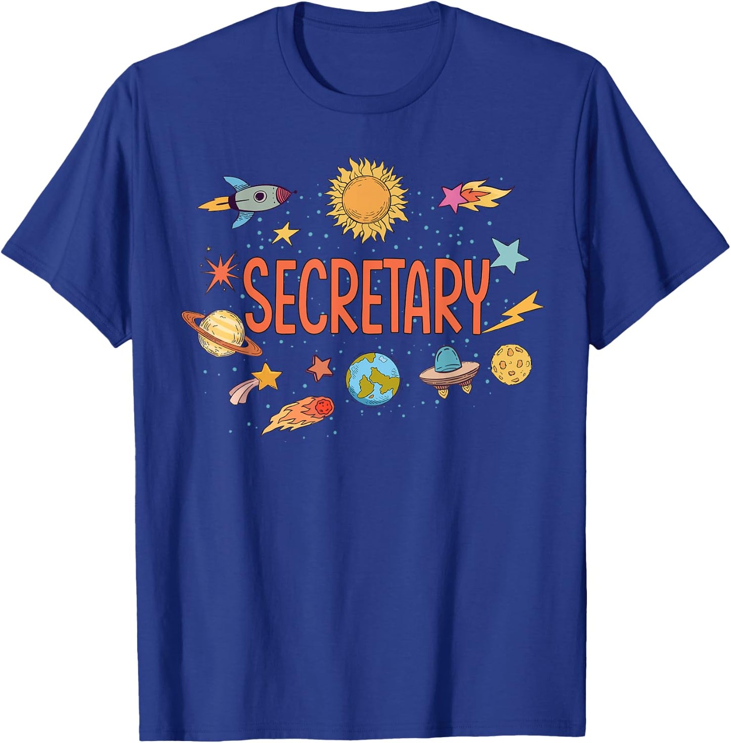 Secretary Rocket Blast Off Outer Space Teacher Women Kids T-Shirt - T-Shirt | Royal