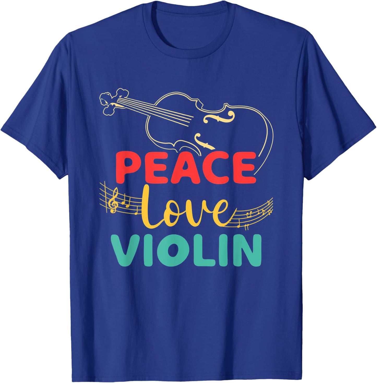 Peace Violin Love Fiddle Player Violinist Instrument Concert T-Shirt - T-Shirt | Royal