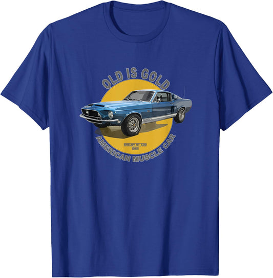 Shelby GT 500 American Muscle Car 60s 70s Old is Gold T-Shirt - T-Shirt | Royal
