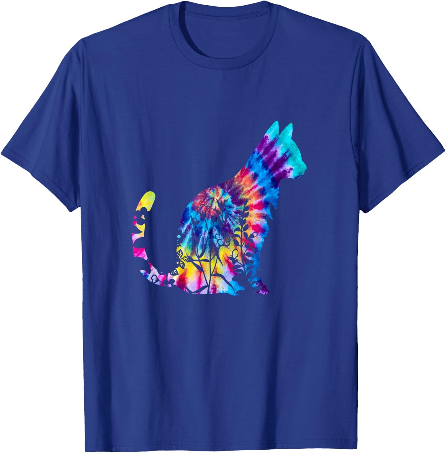 Cute Cat Tie Dye Cat Floral Cool Cat Lover T-Shirt - T-Shirt | Royal