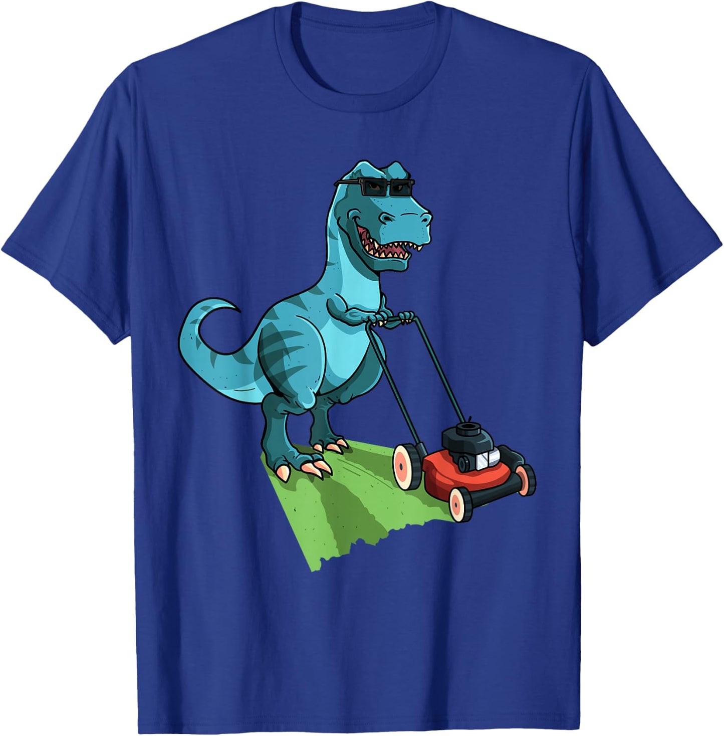Cute Mowing Dino Dinosaur Lover Animal Gardener Funny Lawn Mower T-Rex Tractor Mowing Gift Kids Toddler -Adults, Kids , Black, Small T-Shirt - T-Shirt | Royal