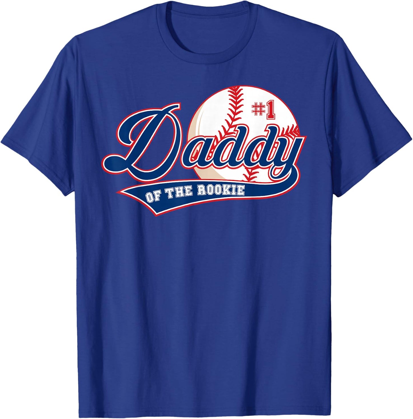 Daddy of Rookie of Year 1st Birthday Baseball Theme Matching T-Shirt - T-Shirt | Royal