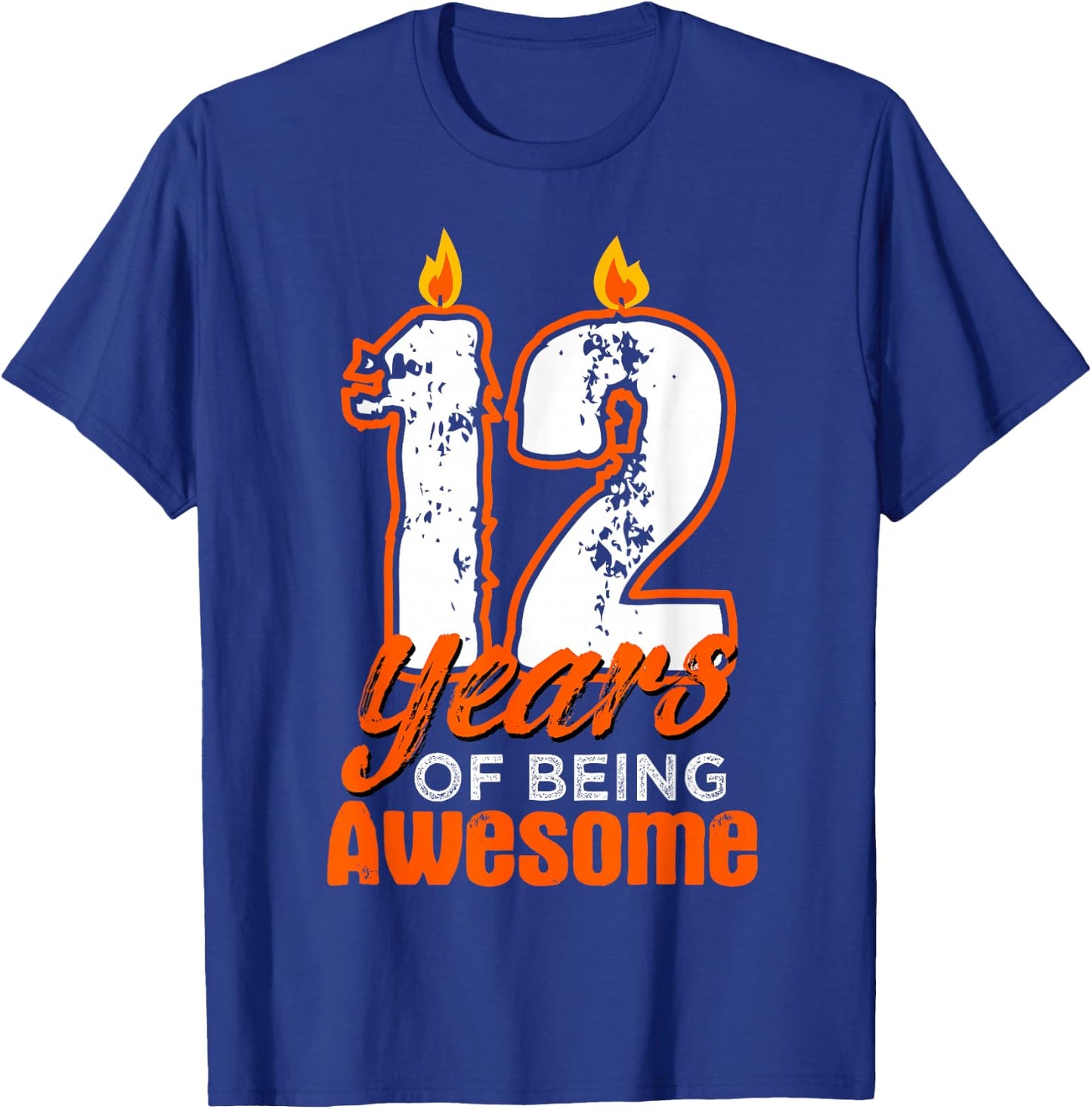 Candle 12 Birthday Party Wishes Cake Decoration Candlelight T-Shirt - T-Shirt | Royal